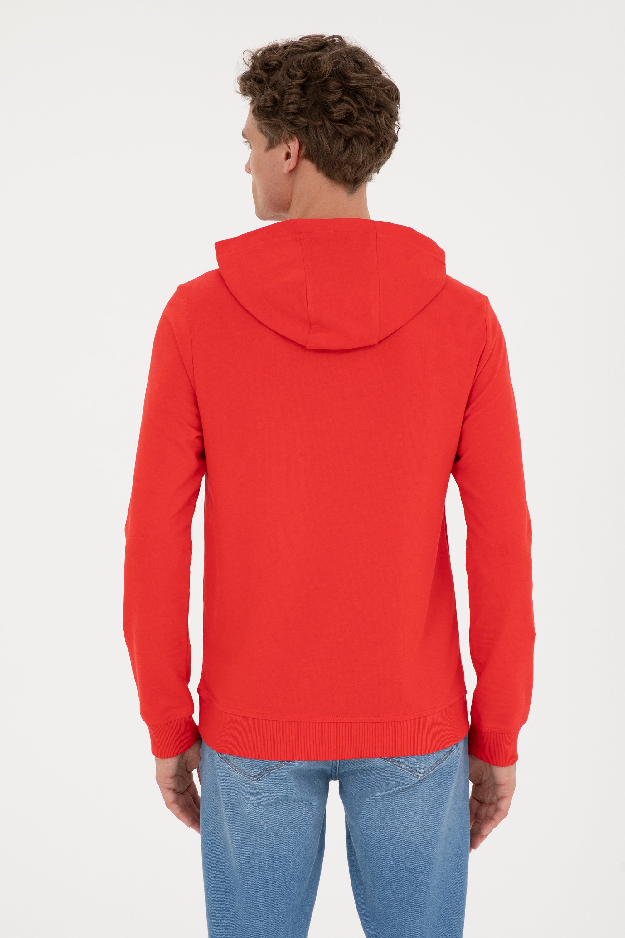 Hanorac Bărbați Roșu cu Gluga și Imprimeu Logo USPA