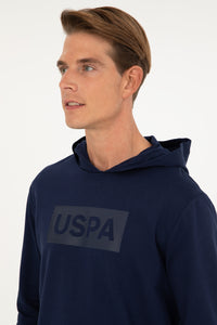 Hanorac Bărbați Bleumarin cu Gluga și Imprimeu Logo USPA