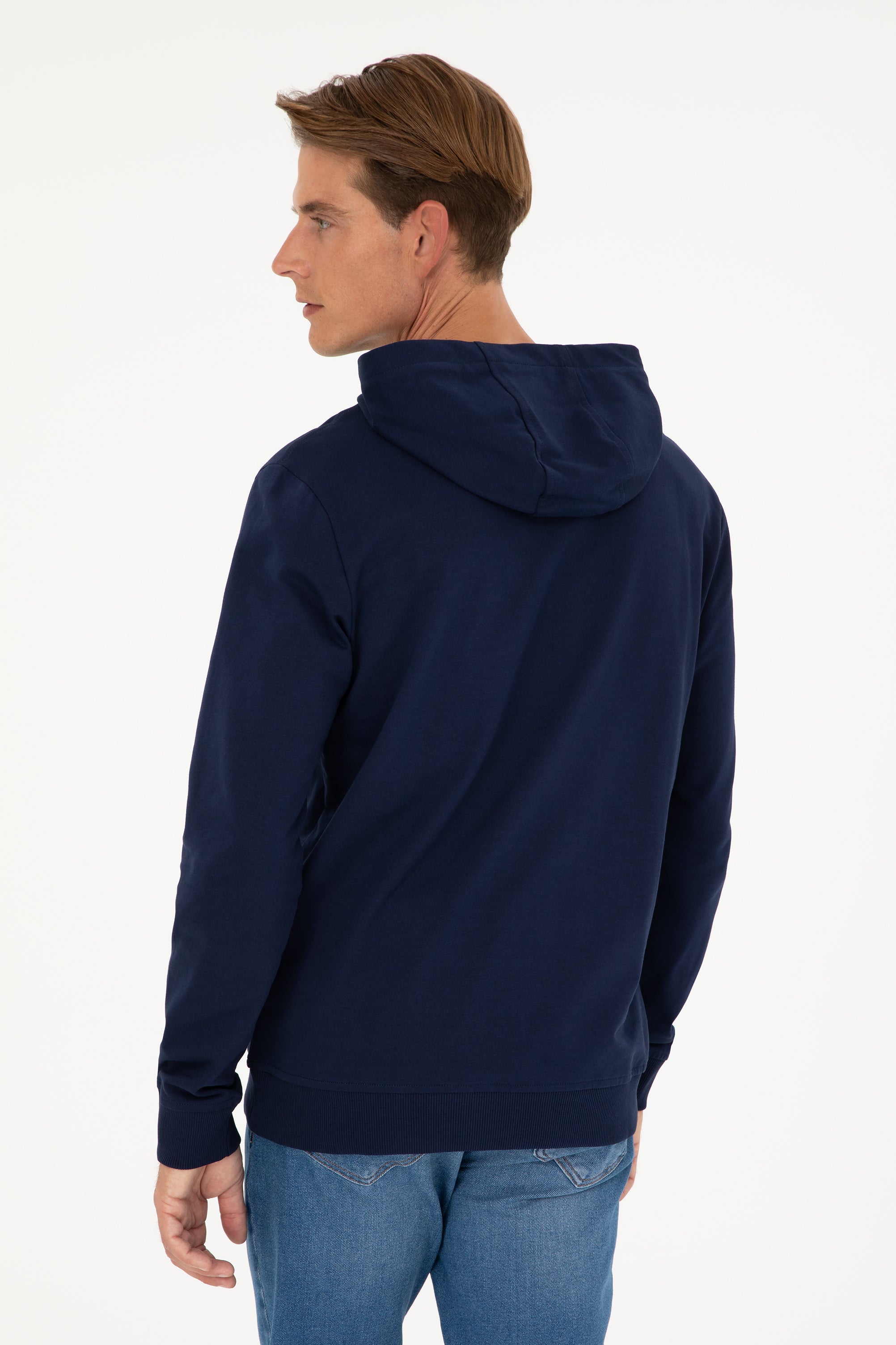 Hanorac Bărbați Bleumarin cu Gluga și Imprimeu Logo USPA