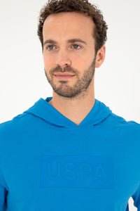 Hanorac Bărbați Albastru cu Gluga și Imprimeu Logo USPA