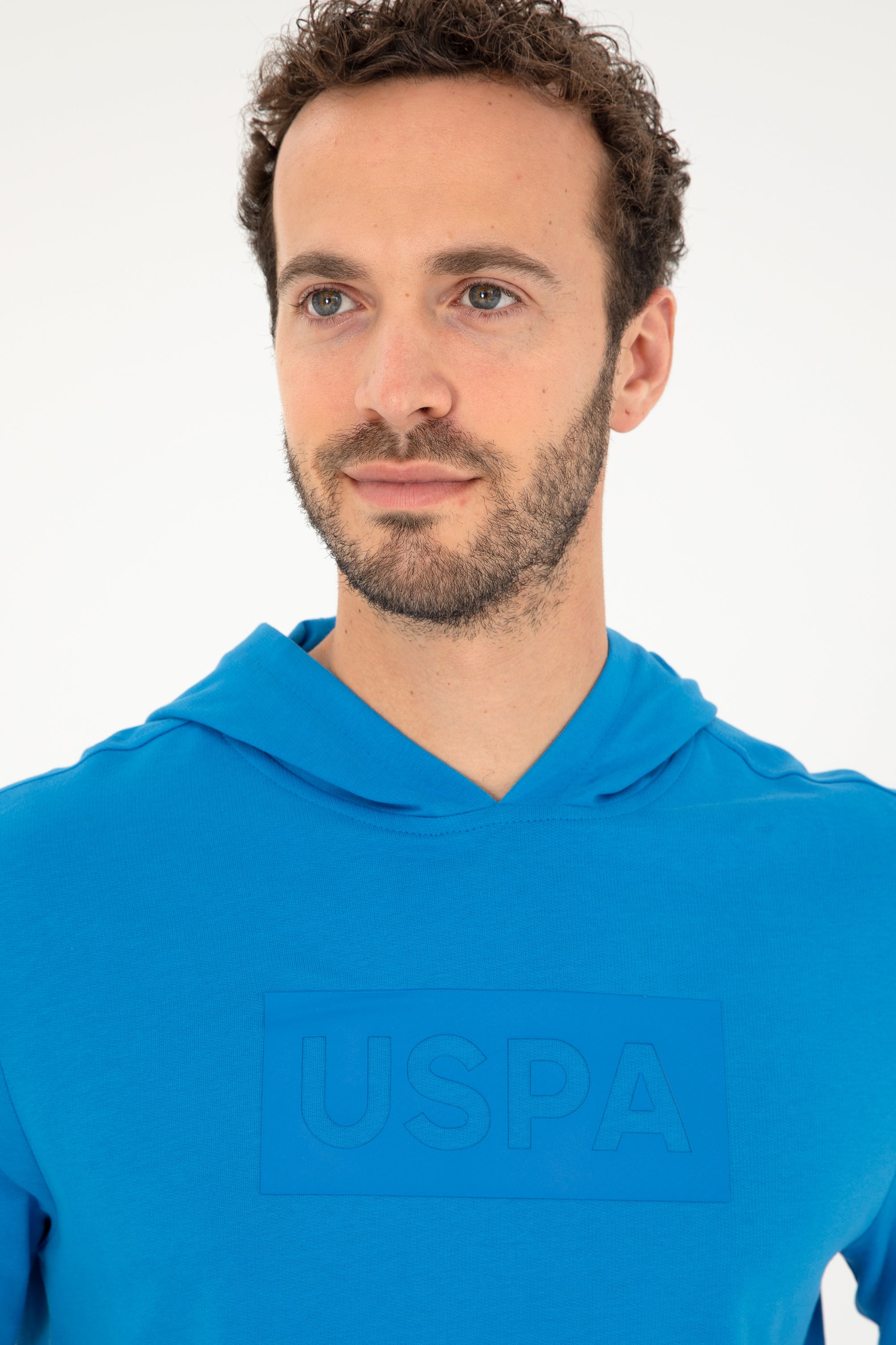 Hanorac Bărbați Albastru cu Gluga și Imprimeu Logo USPA