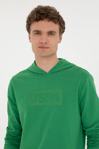 Hanorac Bărbați Verde cu Gluga și Imprimeu Logo USPA