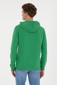 Hanorac Bărbați Verde cu Gluga și Imprimeu Logo USPA