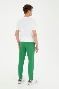 Tricou Bărbați Alb cu Guler Rotund și Print Pe Piept