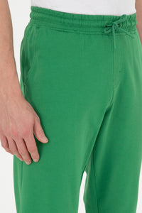 Tricou Bărbați Alb cu Guler Rotund și Print Pe Piept