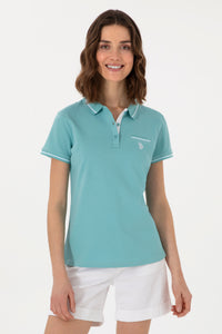 Tricou Polo Damă Verde mentă Cu Detalii și Logo Discret