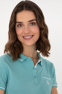 Tricou Polo Damă Verde mentă Cu Detalii și Logo Discret