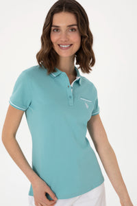 Tricou Polo Damă Verde mentă Cu Detalii și Logo Discret