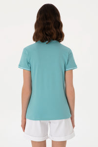 Tricou Polo Damă Verde mentă Cu Detalii și Logo Discret
