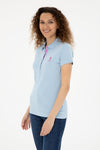 Tricou Polo Dama Albastru Deschis Cu Logo Brodat