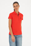 Tricou Polo Dama Rosu Deschis Cu Logo Brodat