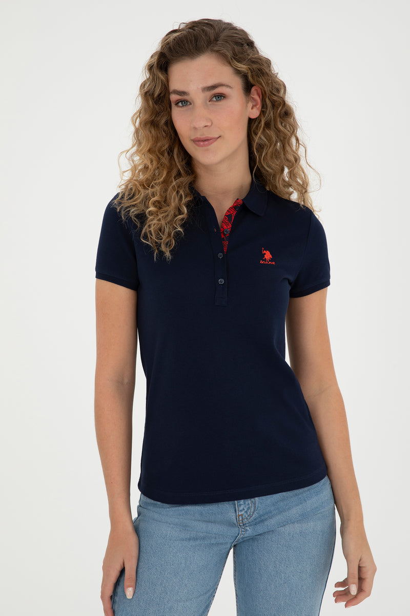 Tricou Polo Dama Bleumarin Cu Logo Brodat