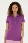 Tricou Polo Dama Mov Cu Logo Brodat