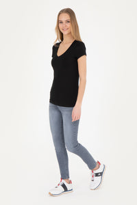 Tricou Slim fit cu decolteu in V