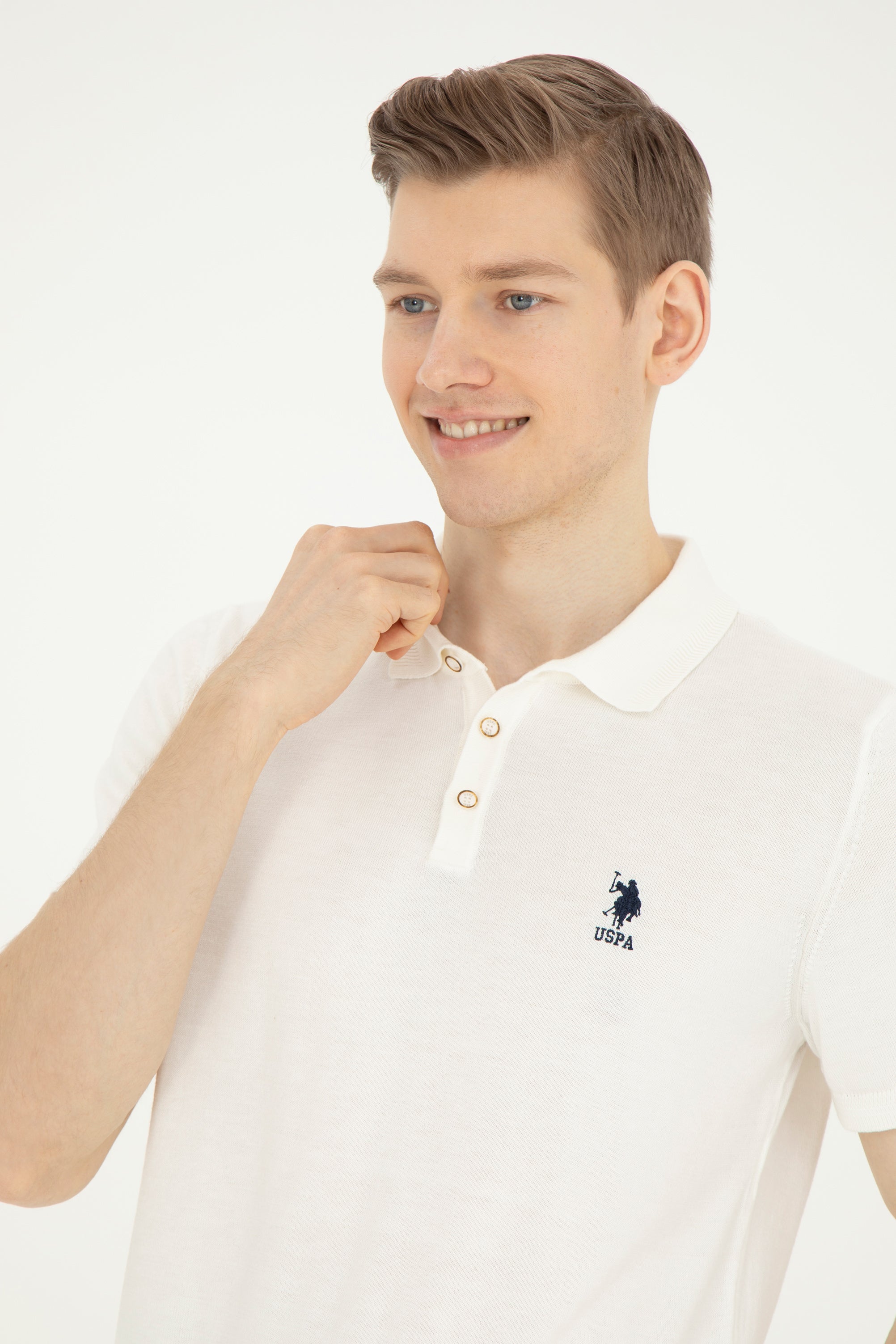 Tricou Polo Bej deschis Bărbați Cu Logo Brodat și Guler Special