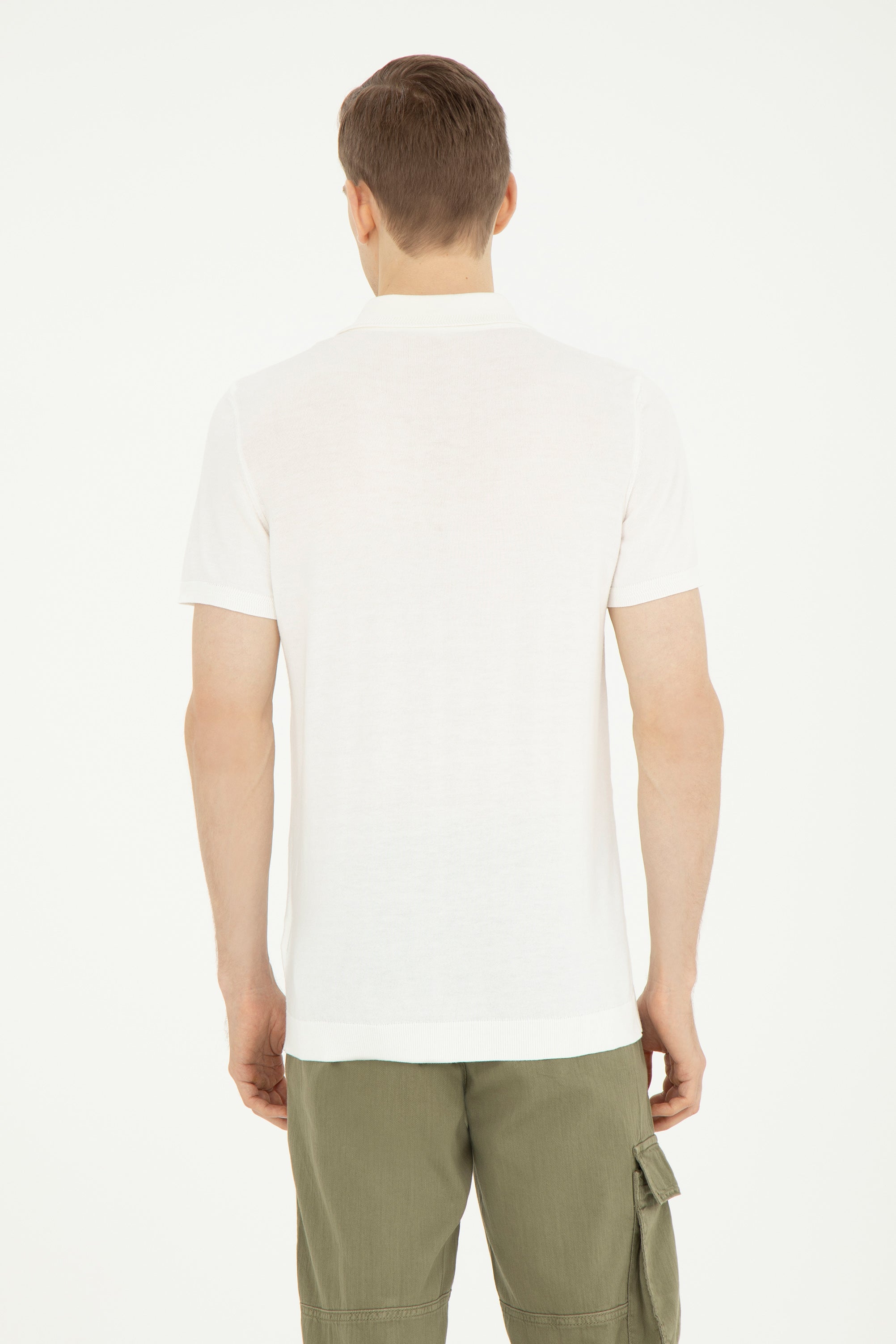 Tricou Polo Bej deschis Bărbați Cu Logo Brodat și Guler Special