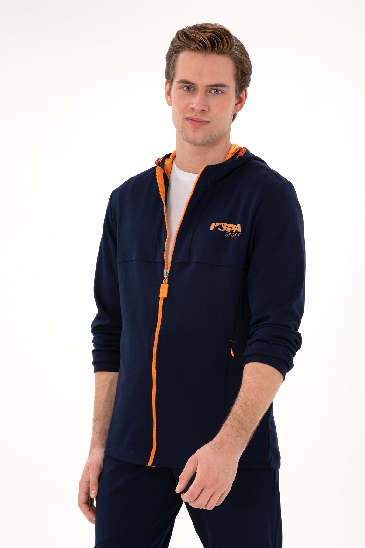 Hanorac Bărbați Bleumarin Cu Fermoar Si Print Logo USPA