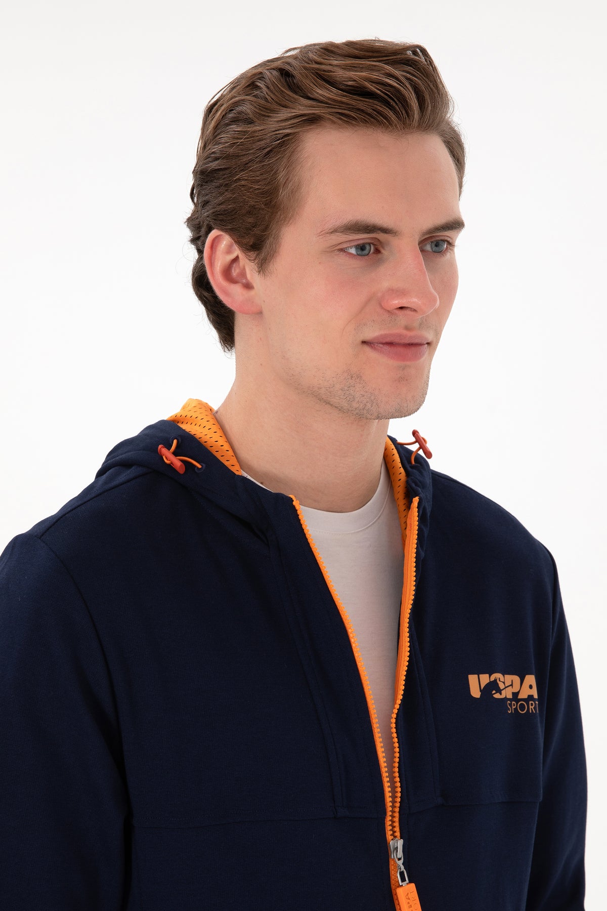 Hanorac Bărbați Bleumarin Cu Fermoar Si Print Logo USPA