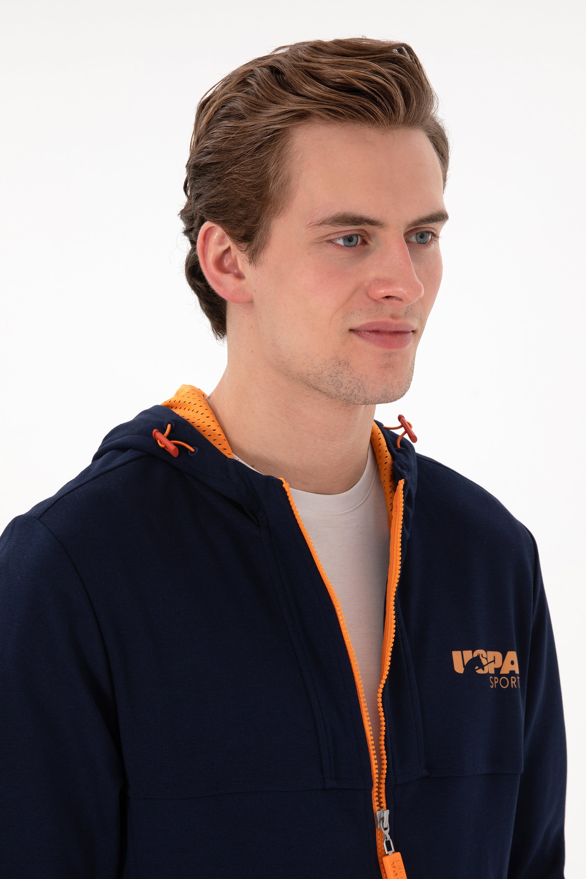 Hanorac Bărbați Bleumarin Cu Fermoar Si Print Logo USPA