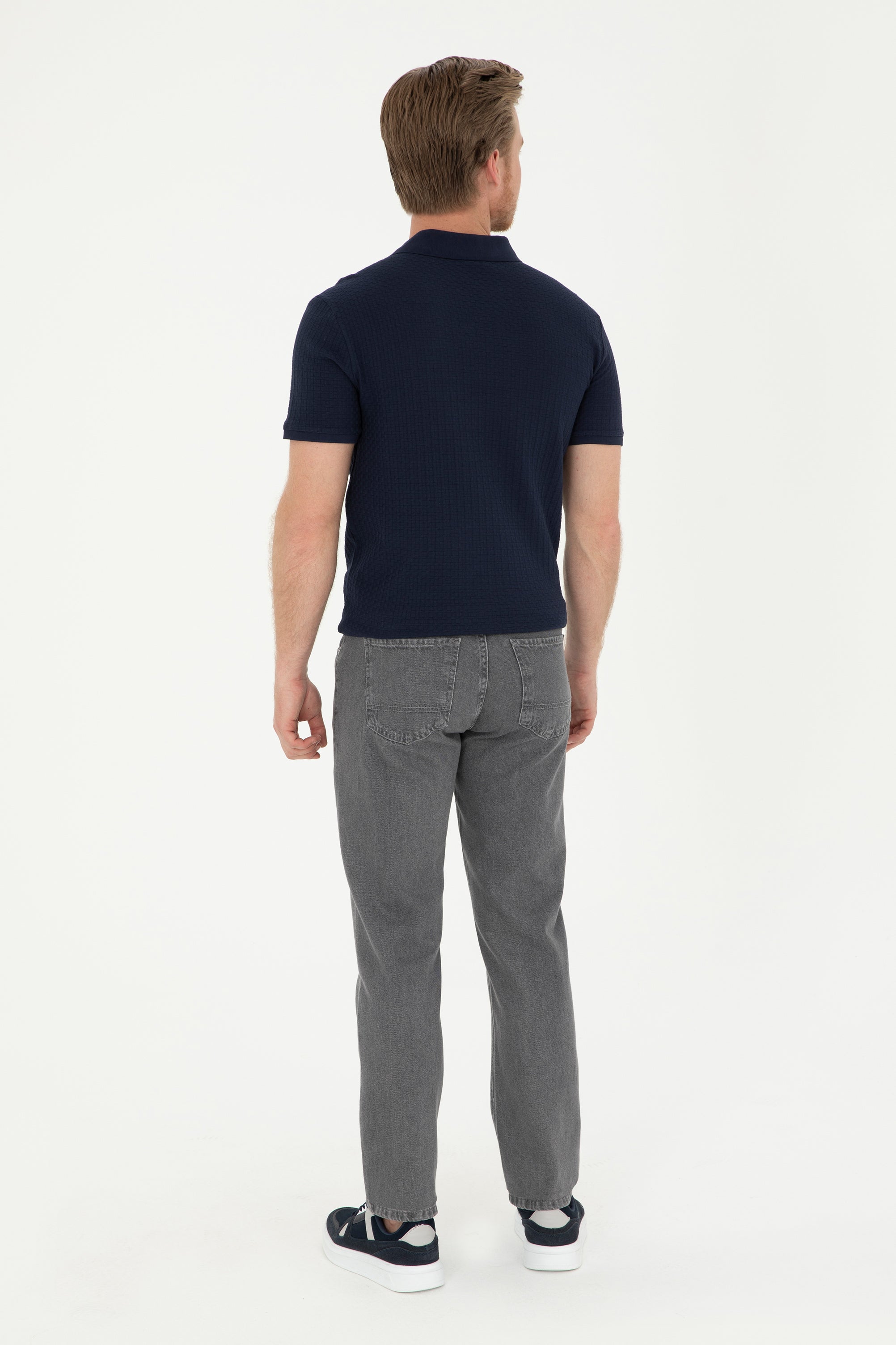 Blugi Bărbați Pe Gri Si Logo Brodat