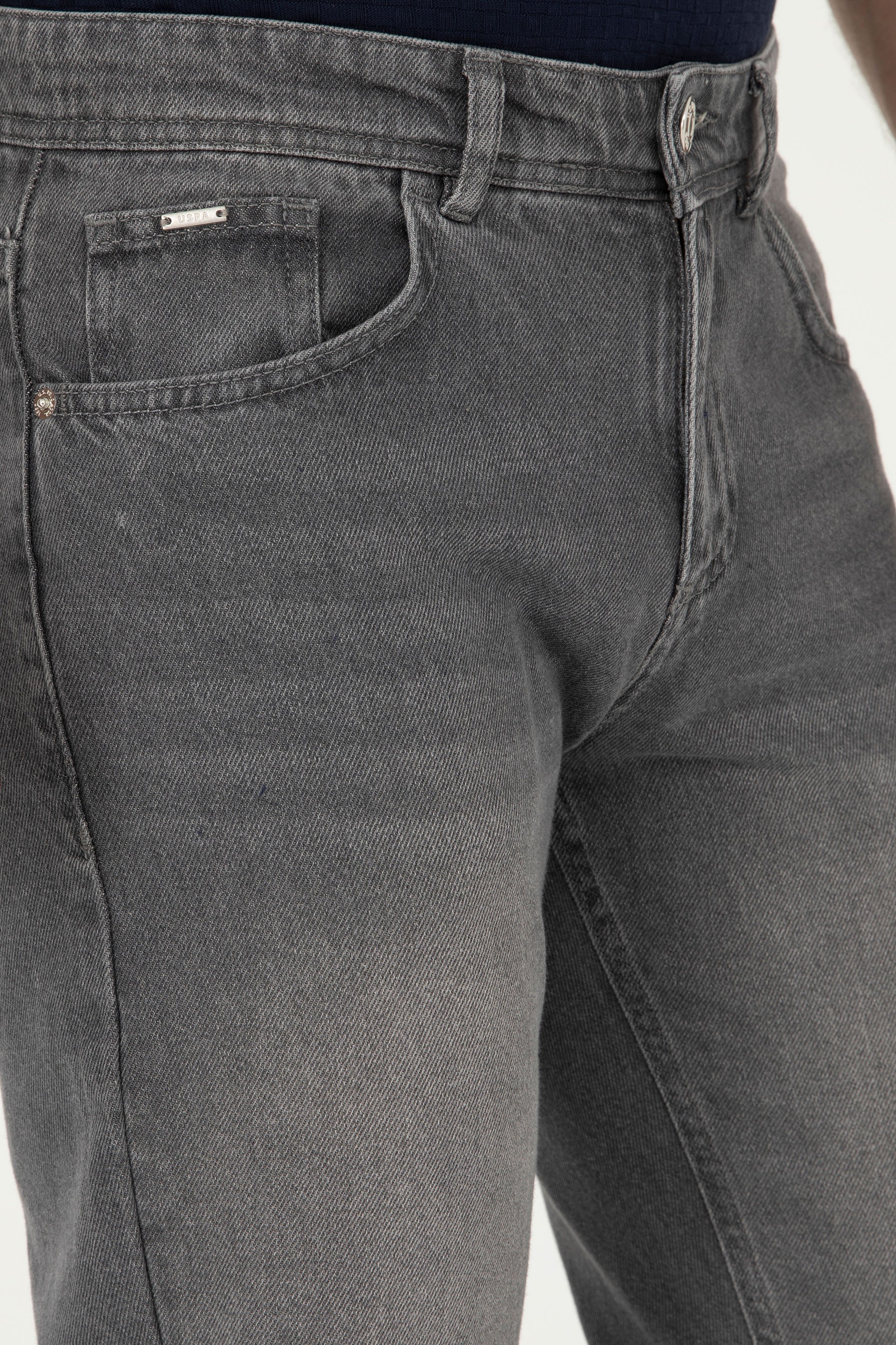 Blugi Bărbați Pe Gri Si Logo Brodat