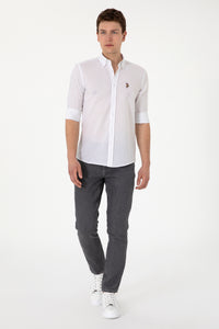 Blugi Bărbați Pe Gri Închis Cu Logo Brodat La Buzunar