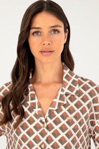 Cămașă Damă Cu Mâneci Scurte Multicoloră și Model Abstract