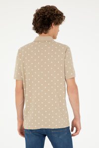 Tricou Polo Bărbați Pe Crem Cu Model si Logo Brodat