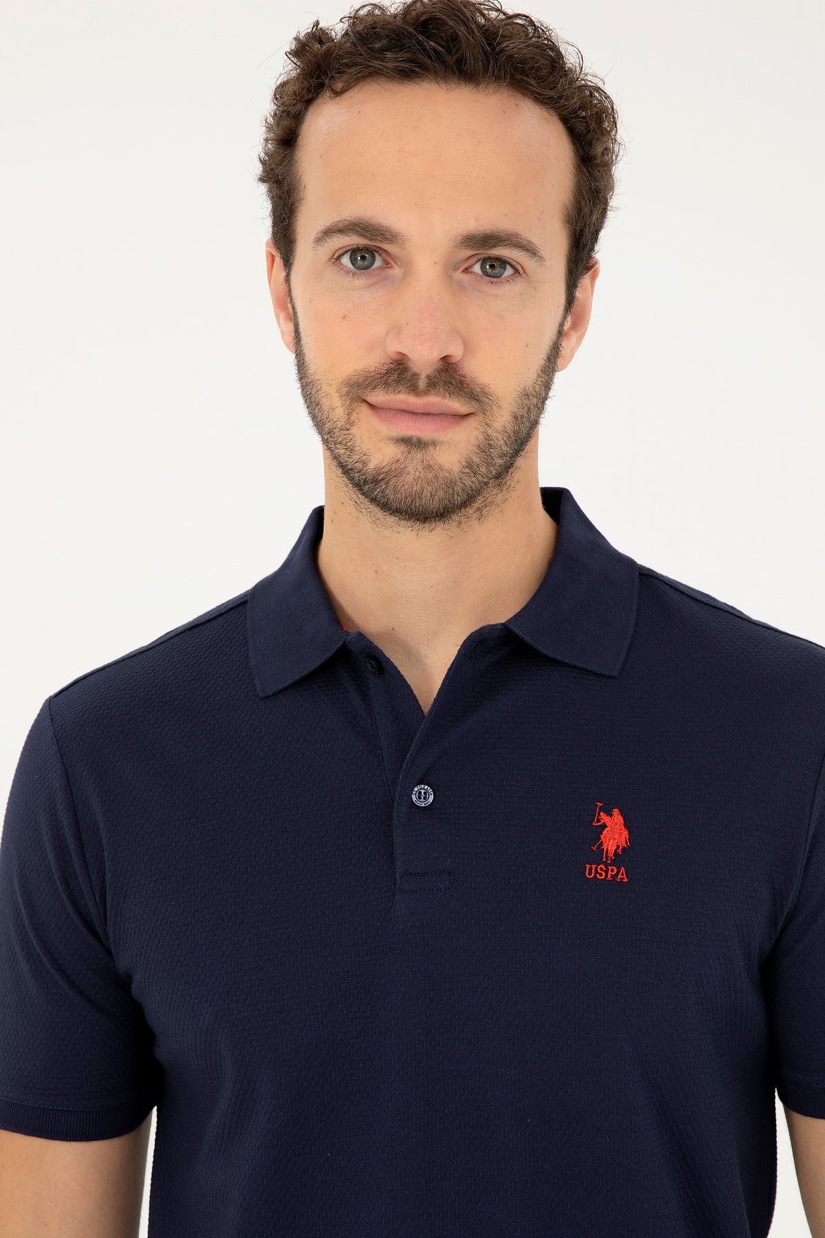 Tricou Polo Barbat Bleumarin Texturat