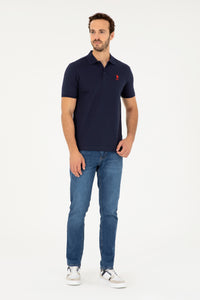 Tricou Polo Barbat Bleumarin Texturat