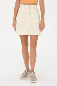 Fustă Mini Bej Deschis Cu Nasturi