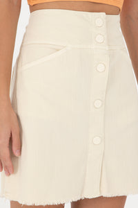 Fustă Mini Bej Deschis Cu Nasturi