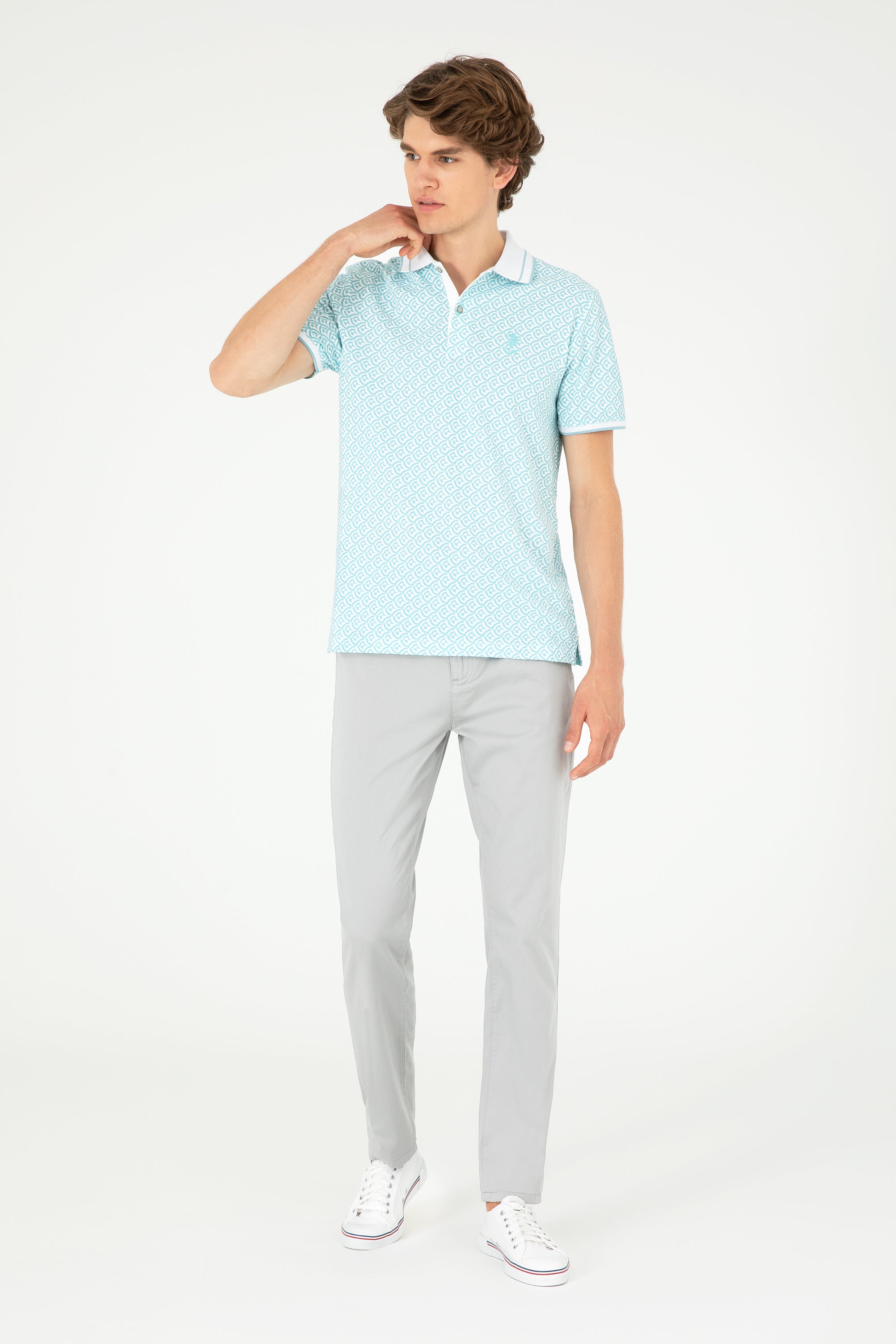 Pantaloni Chino Bărbați Pe Gri