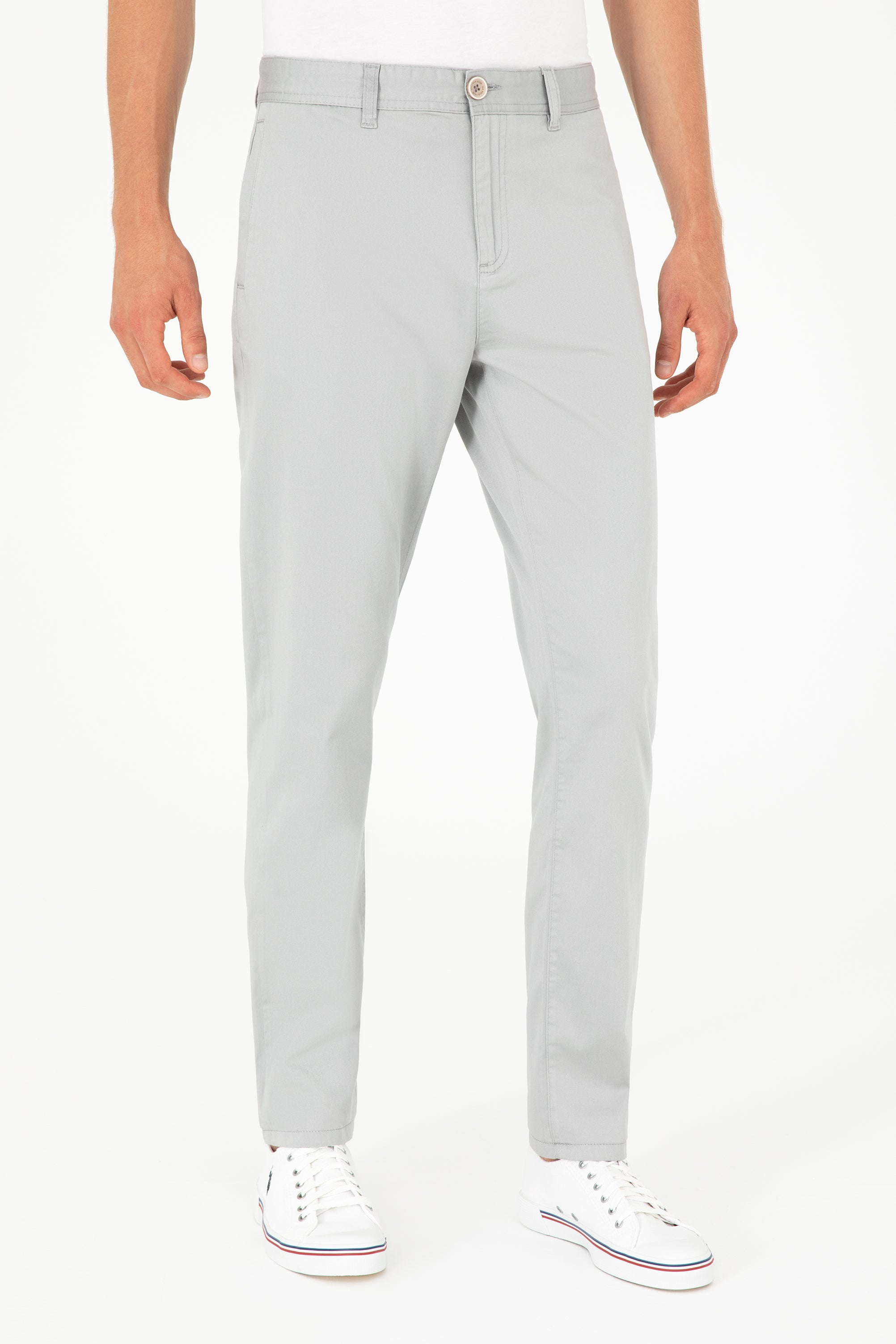 Pantaloni Chino Bărbați Pe Gri