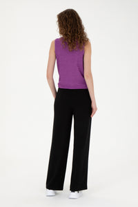 Pantaloni Sport Damă Evazați Pe Negru