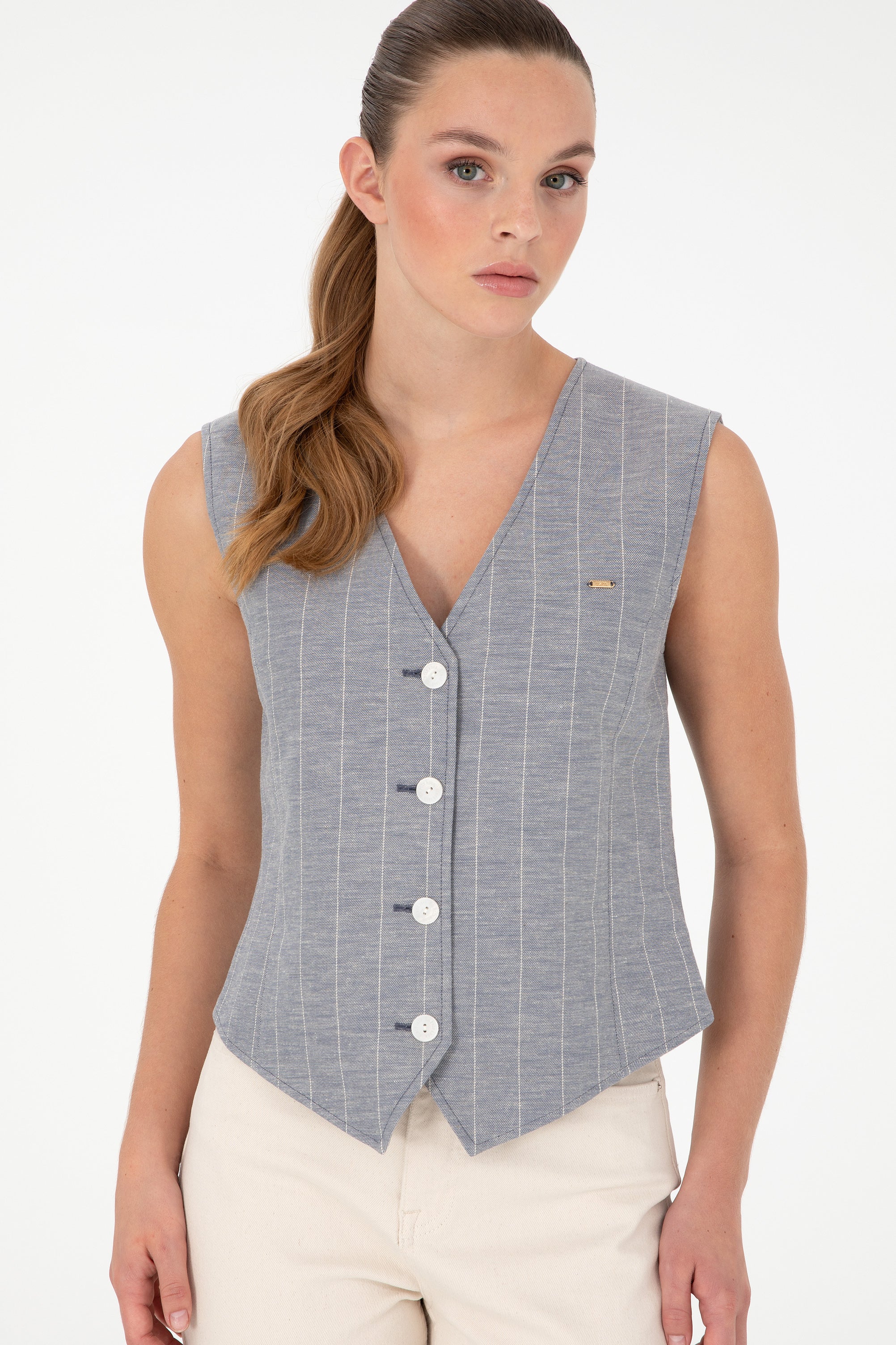 Vestă Damă Indigo Cu Logo Atașat