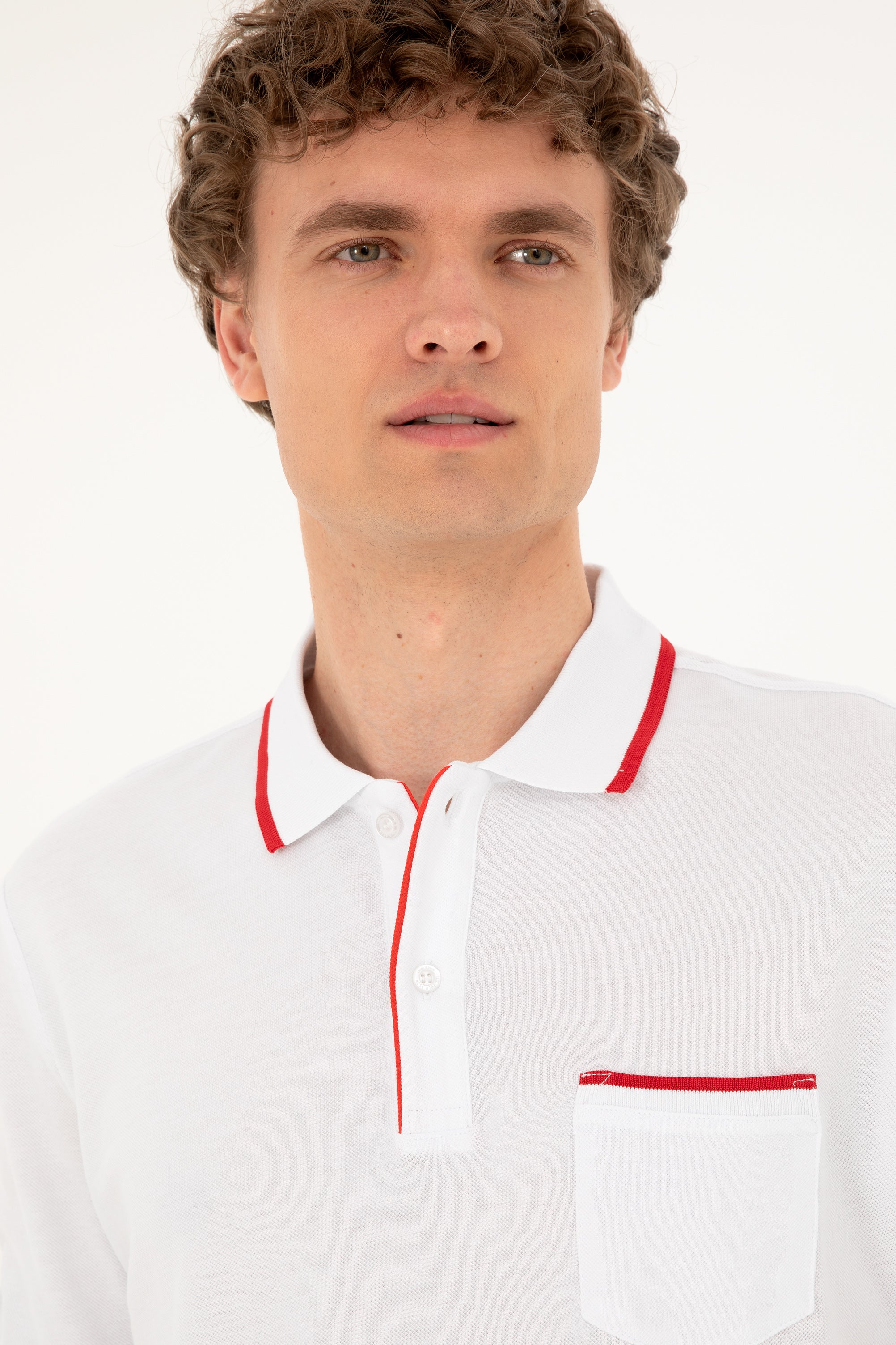 Tricou Polo Bărbați Pe Alb Cu Detalii Și Imprimeu Logo