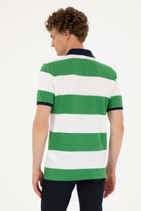 Tricou Polo Bărbați Alb/ Verde Cu Broderie Logo