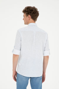 Cămașă Bărbați Albastru Deschis Cu Model Abstract Și Logo Discret