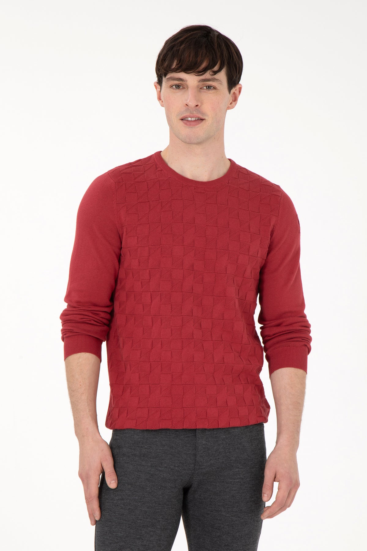 Pulover Barbat Portocaliu Cu Model