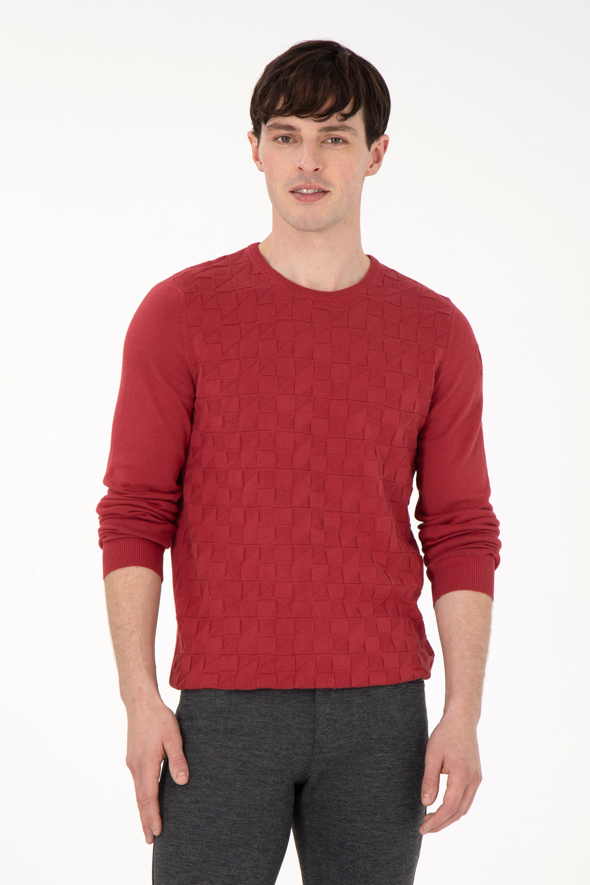 Pulover Barbat Portocaliu Cu Model