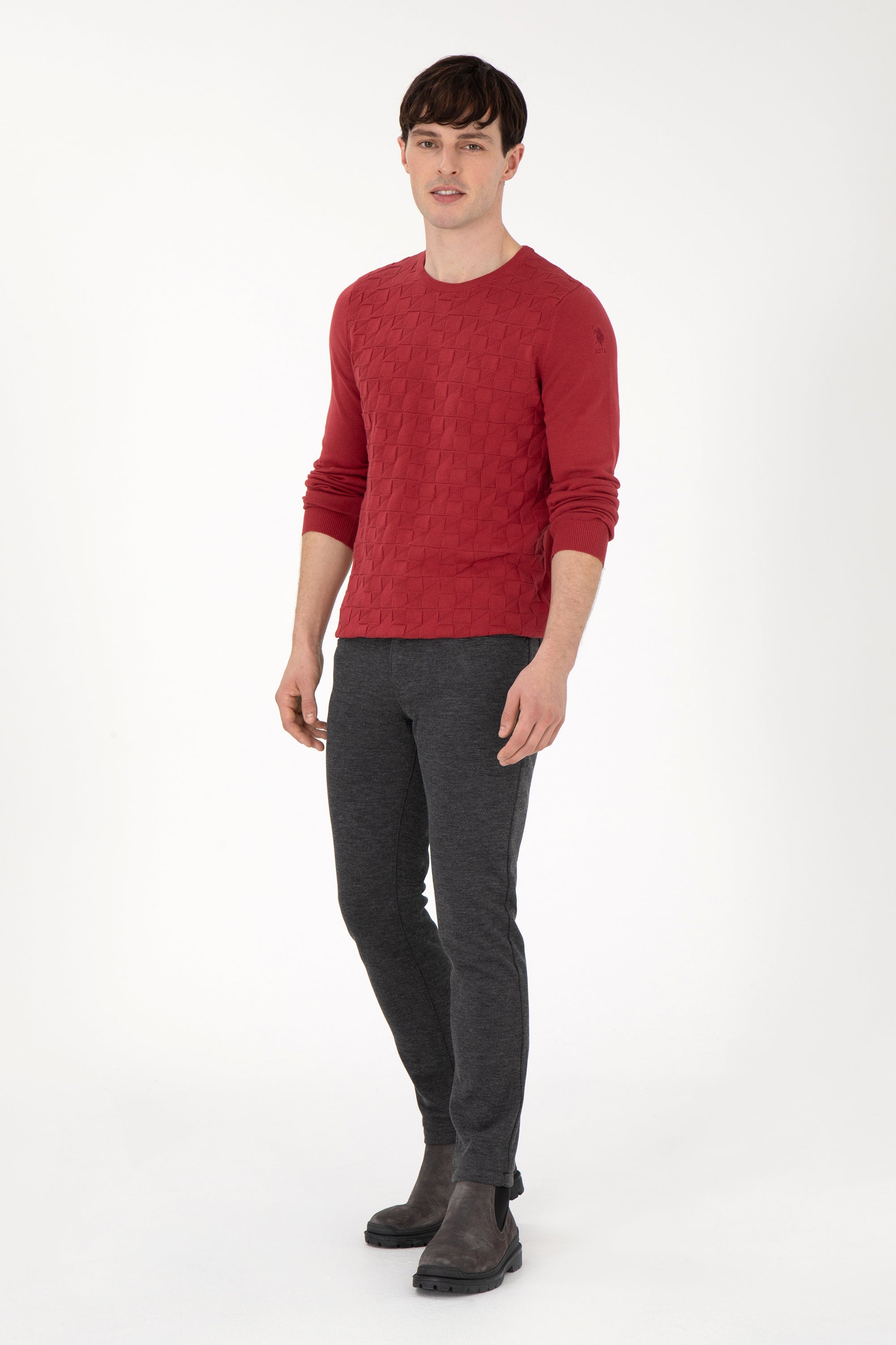 Pulover Barbat Portocaliu Cu Model