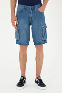 Bermude Bărbați Pe Albastru  cu Buzunare