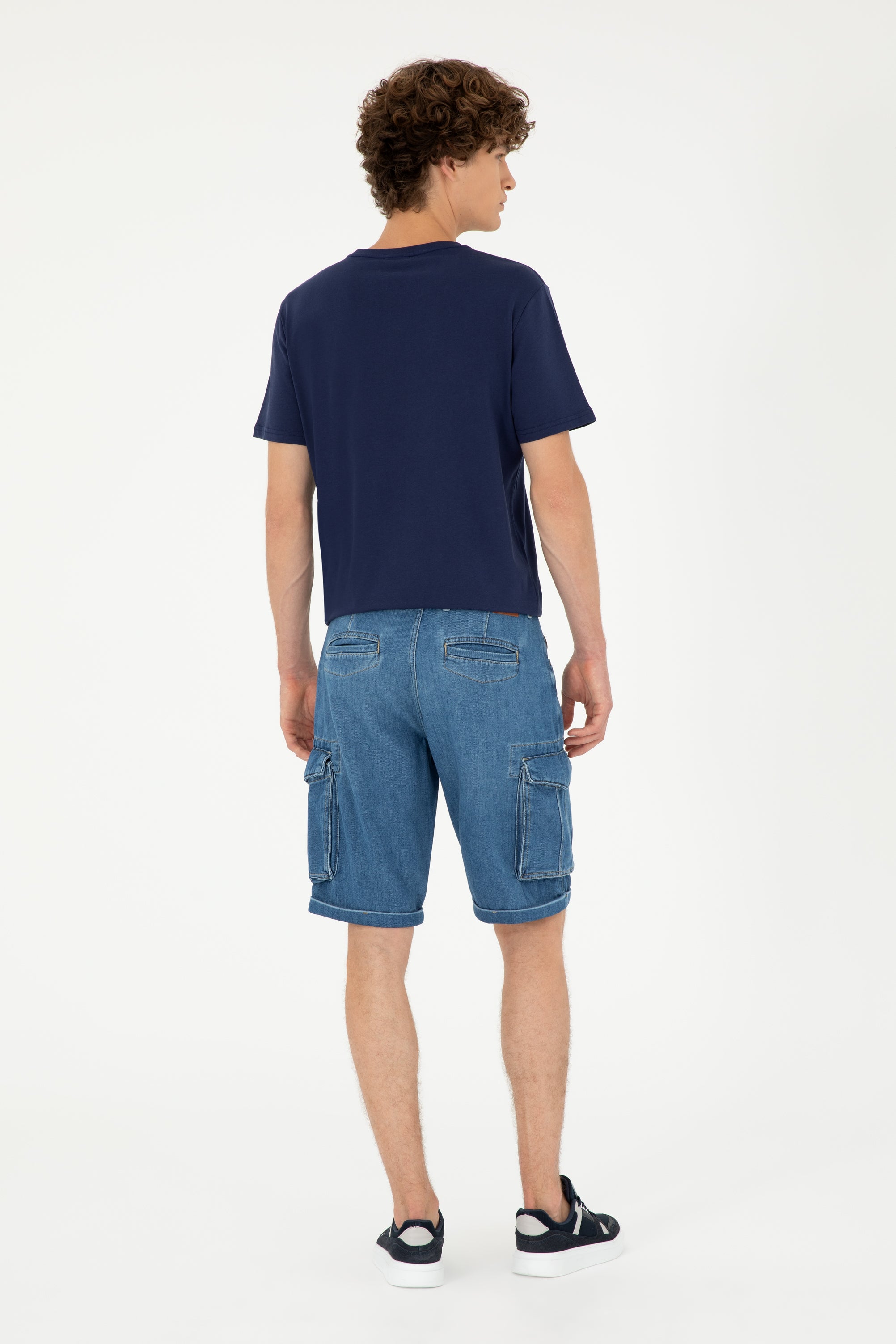 Bermude Bărbați Pe Albastru  cu Buzunare