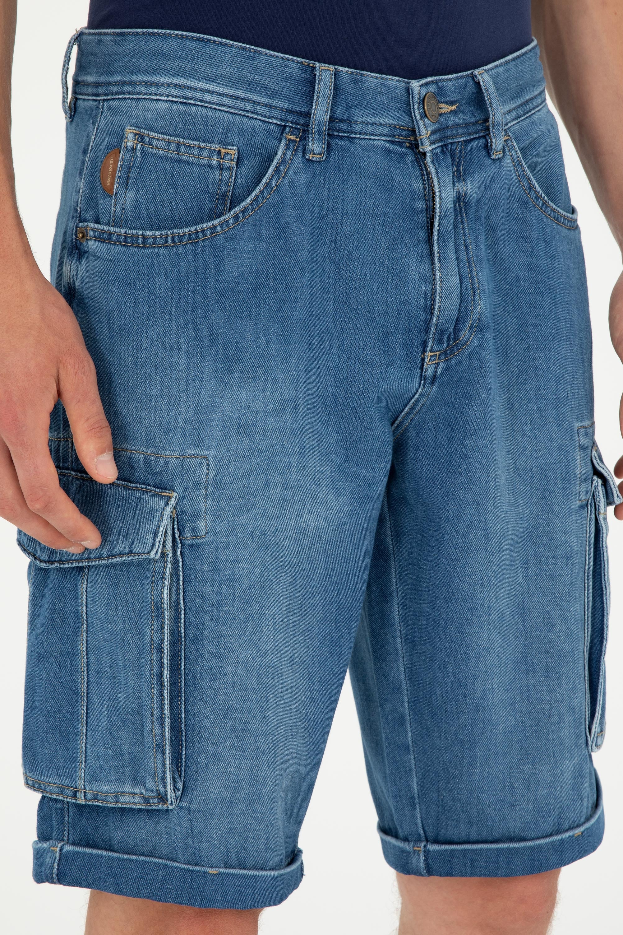 Bermude Bărbați Pe Albastru  cu Buzunare