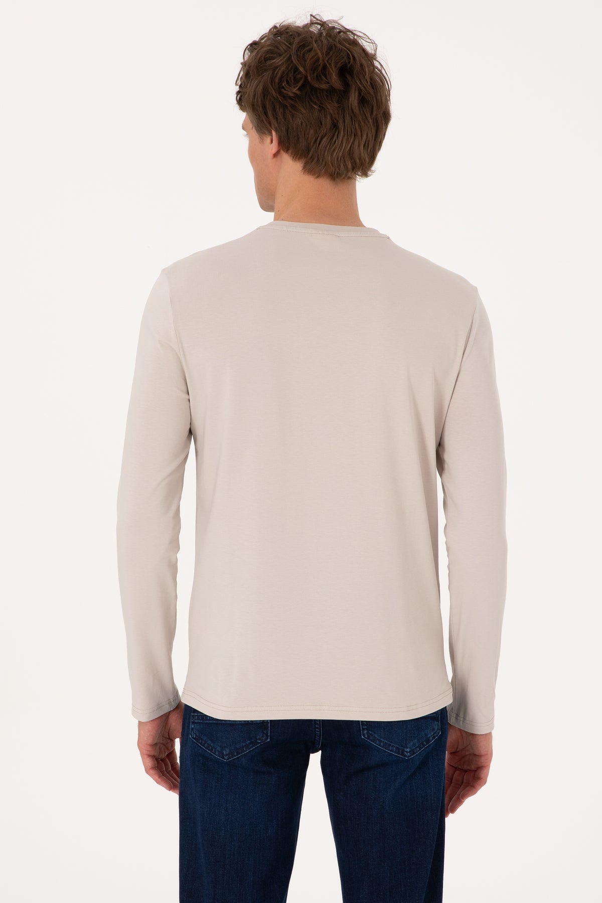 Bluza Barbat Bej Deschis Cu Logo Brodat