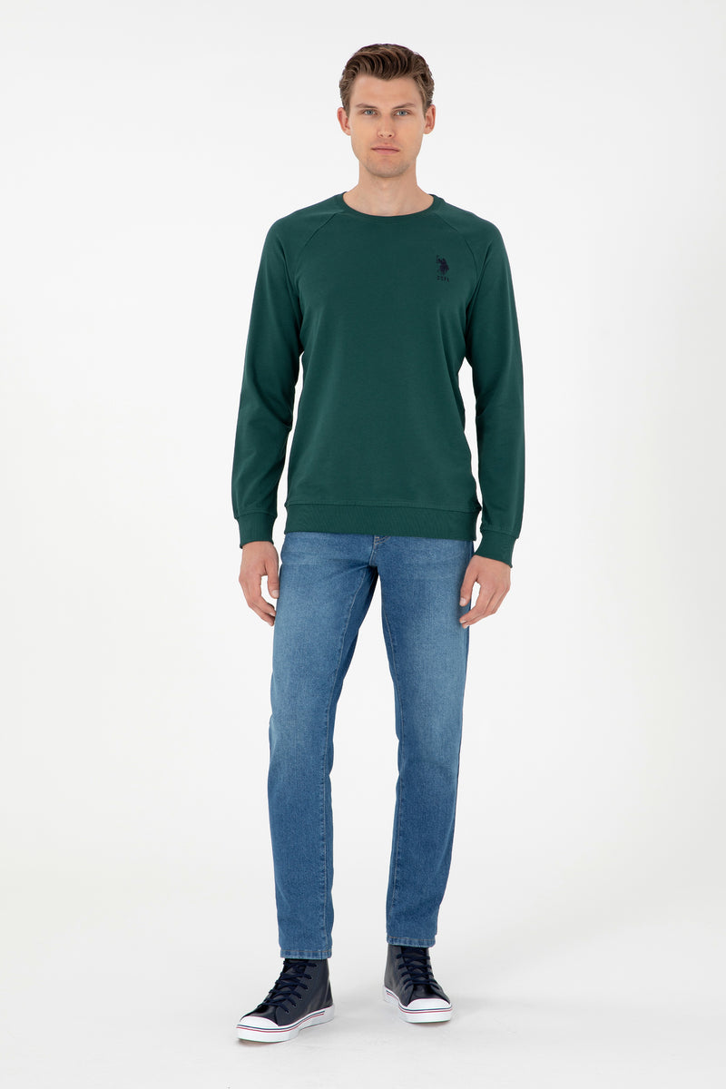 Bluza Barbat Verde Englezesc Cu Logo Brodat