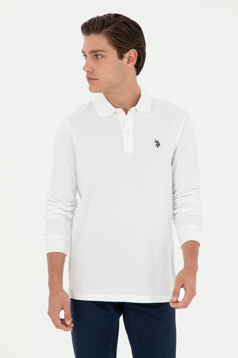 Bluza Polo Barbat Alb Cu Logo Brodat