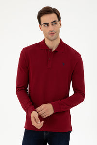 Bluza Polo Barbat Bordo Cu Logo Brodat