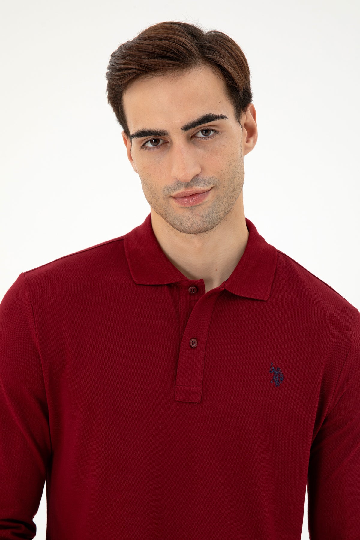 Bluza Polo Barbat Bordo Cu Logo Brodat